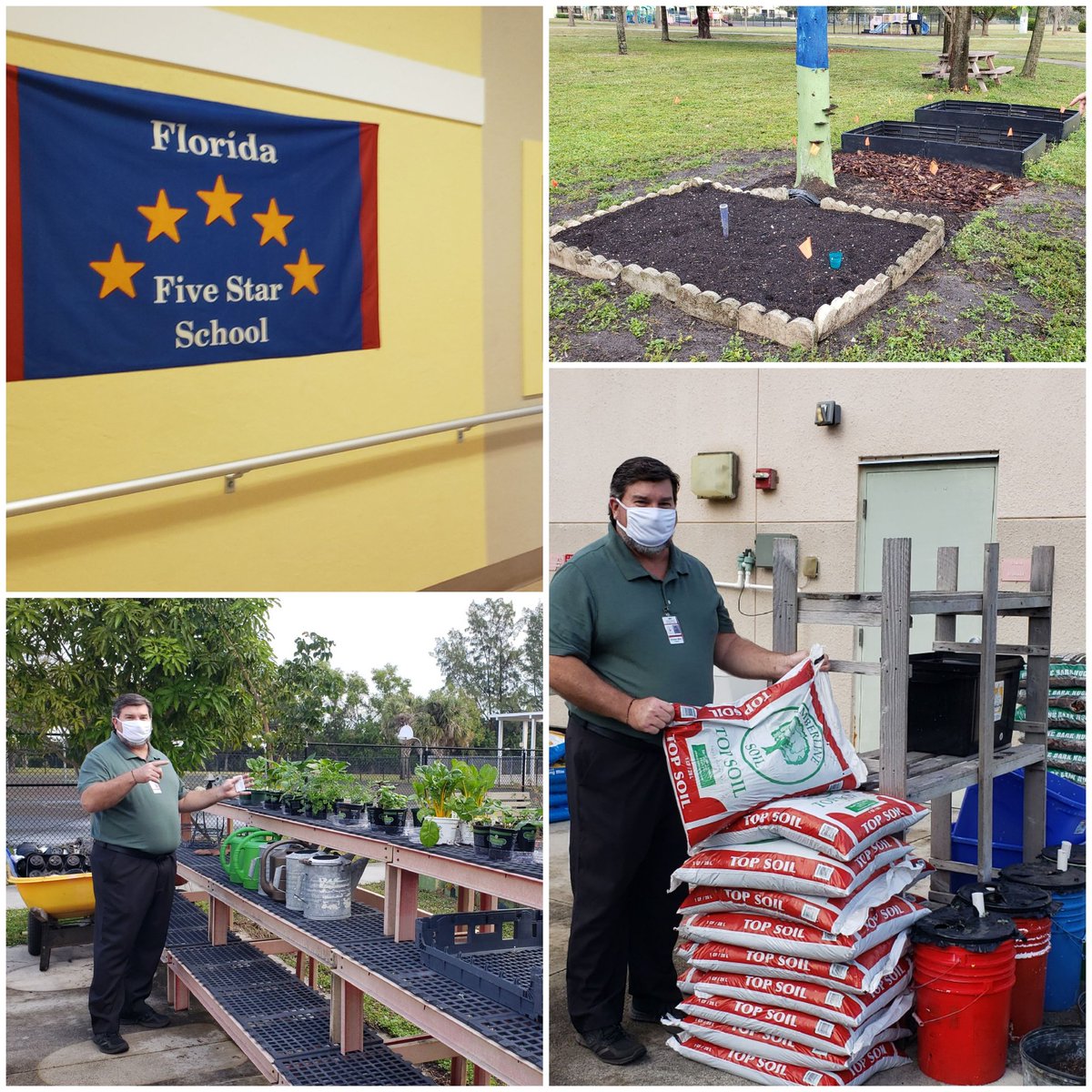 SAC meeting with @Dr_Corcoran. Visit w new AG teacher, Mr Miller, to see recent Lantana Home Depot donation of mulch, soil, and raised garden bed materials. #HelpingKidsLearn #DoingTheRightThing #RoyalPalmSchool #businesspartner #community #GetInvolved #THD6316 #District154