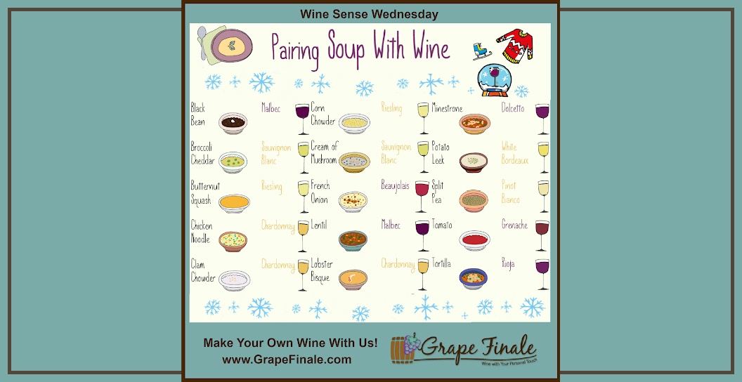 GrapeFinale's tweet photo. Use this handy guide to pair the right wine with your favorite soup. Learn more at https://t.co/cbxTM8RnW2 #WineSenseWednesday #GrapeFinale #wine #vino #winemaking #winemaker #makewine #winelover #redwine #winery #wineries #whitewine #winelovers #winepairing #WineWednesday https://t.co/ROvubx3Ah3
