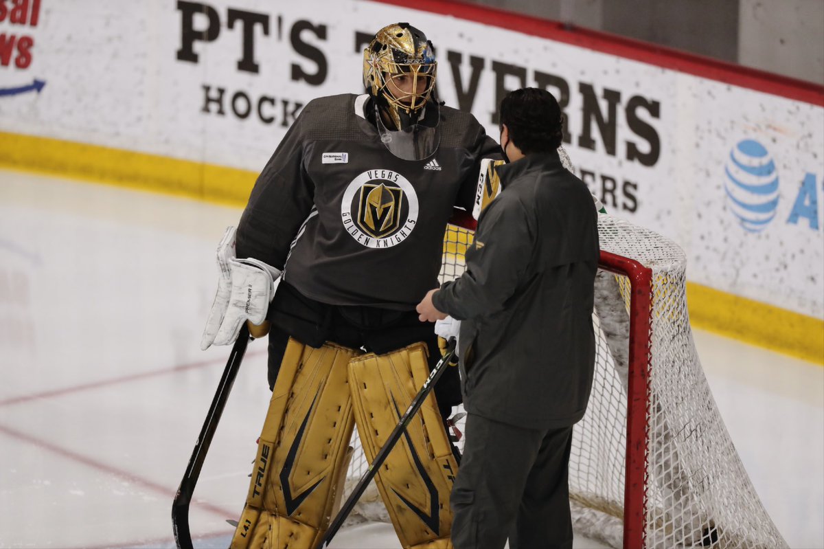 GoldenKnights's tweet photo. When you’re just trying to talk to your coach but the paparazzi just won’t leave you alone 🙄 https://t.co/M56bcrOukB