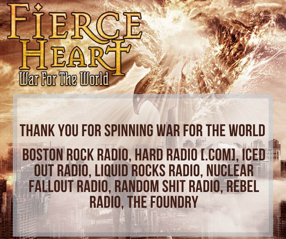 FierceHeartBand's tweet photo. Lots of love to these stations spinning War For The World.

#fierceheart #whitecross #hardrock #80smetal #80srock #builtforspeed #rexcarroll #melodicrock #darkstarrecords https://t.co/f3isLUWoVp