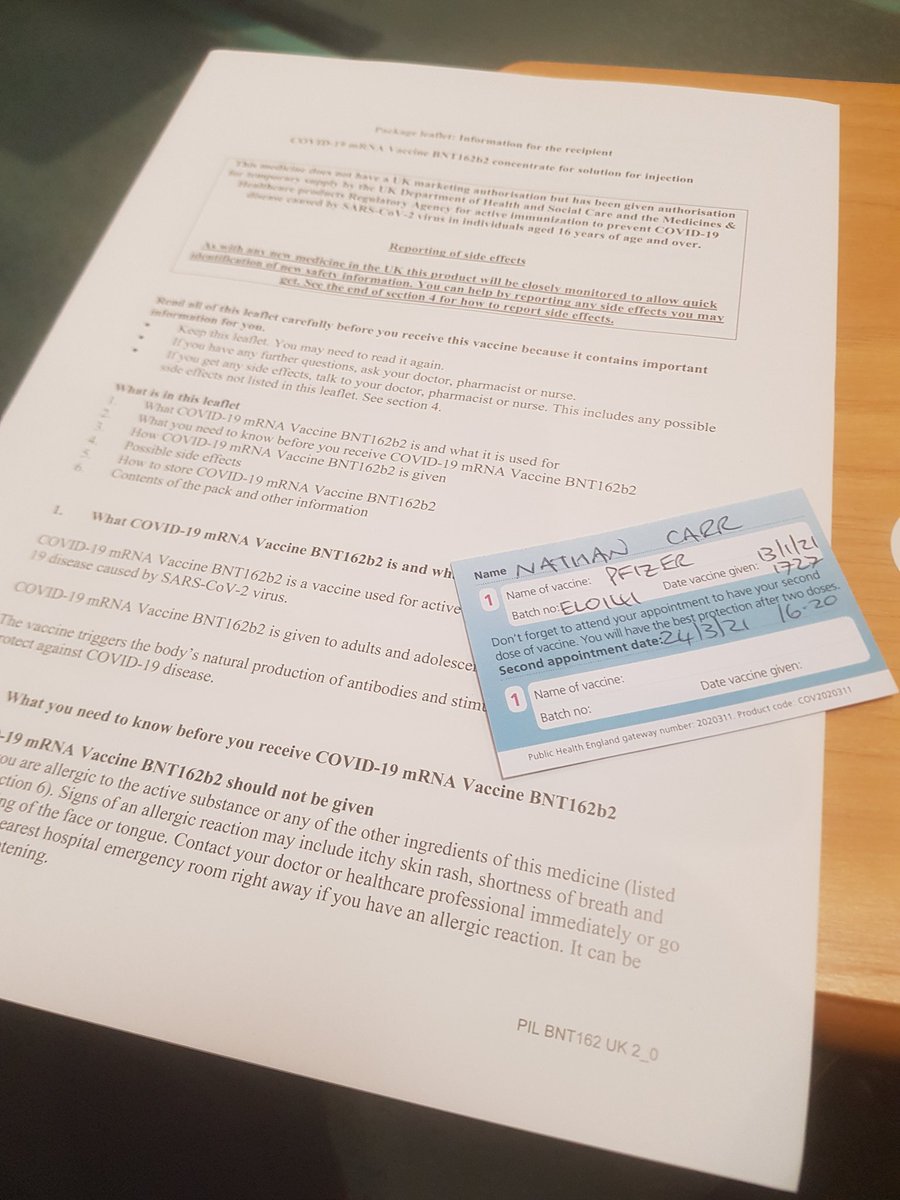 Today I was fortunate enough to have been offered my Covid 19 vaccine through NEAS! It was an opportunity I jumped at without hesitation! Well worth the trip to James Cook Hospital. When you get your invite, dont think twice #LetsBeatCovidTogether #ProtectTheNHS #NEAS
