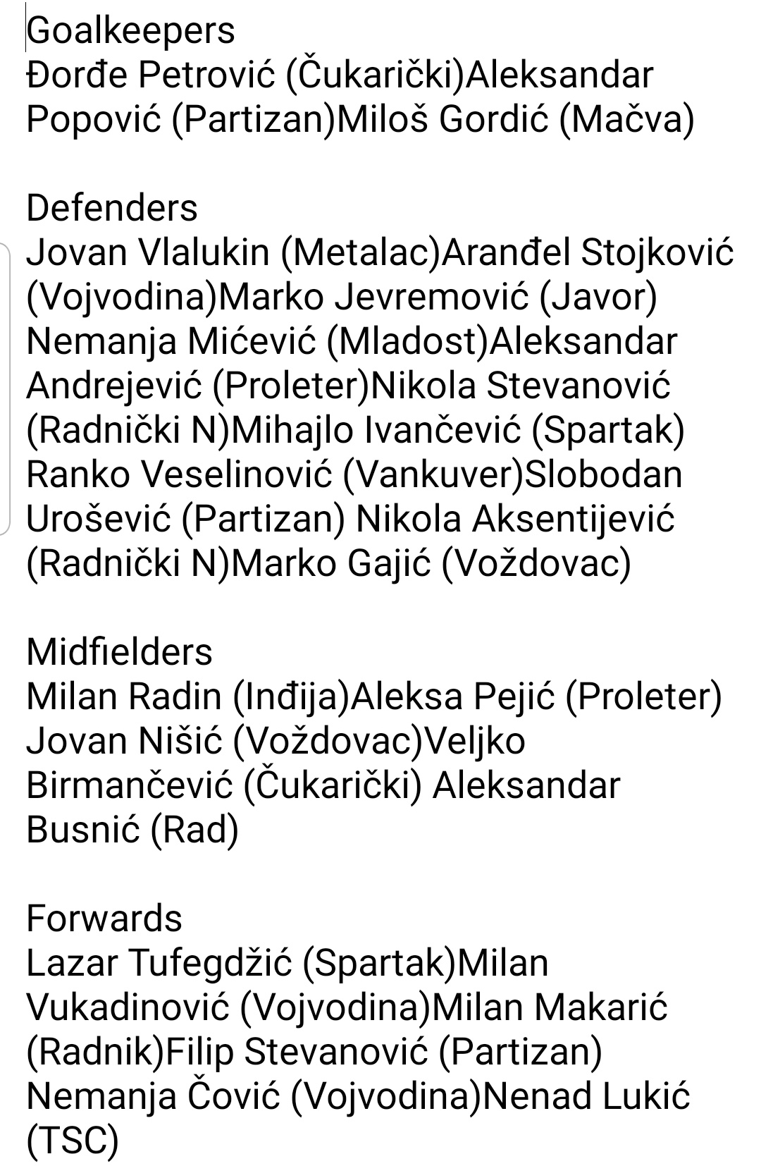 Serbian Football X પર: Serbia squad named for friendlies vs