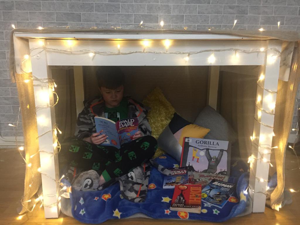 walsh20131's tweet photo. Joey's reading den! He loves #GeorgesMarvellousMedicine #readingforpleasure #year2 #2SF @StBernsPrimary https://t.co/97CtvmHatR