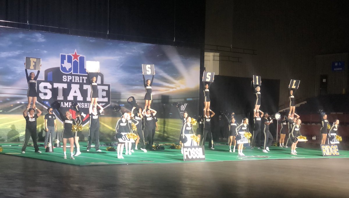 KISDAthletics's tweet photo. The defending UIL @FRHSCheerNation State Champions are on the stage.  @de_hadley @KellerISD @ridgepanthers https://t.co/CWHTzsAzRB