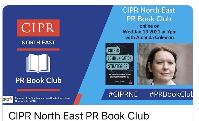 CIPR_NorthEast's tweet photo. Great turnout, in these busy times for professional communicators, at our very first #PRBookClub which is now underway with @amandacomms answering questions posed by @ramona_schick before the general Q&amp;A
#crisiscommunication #strategiccommunication #bookclub #ciprne https://t.co/tRa59pF9AD