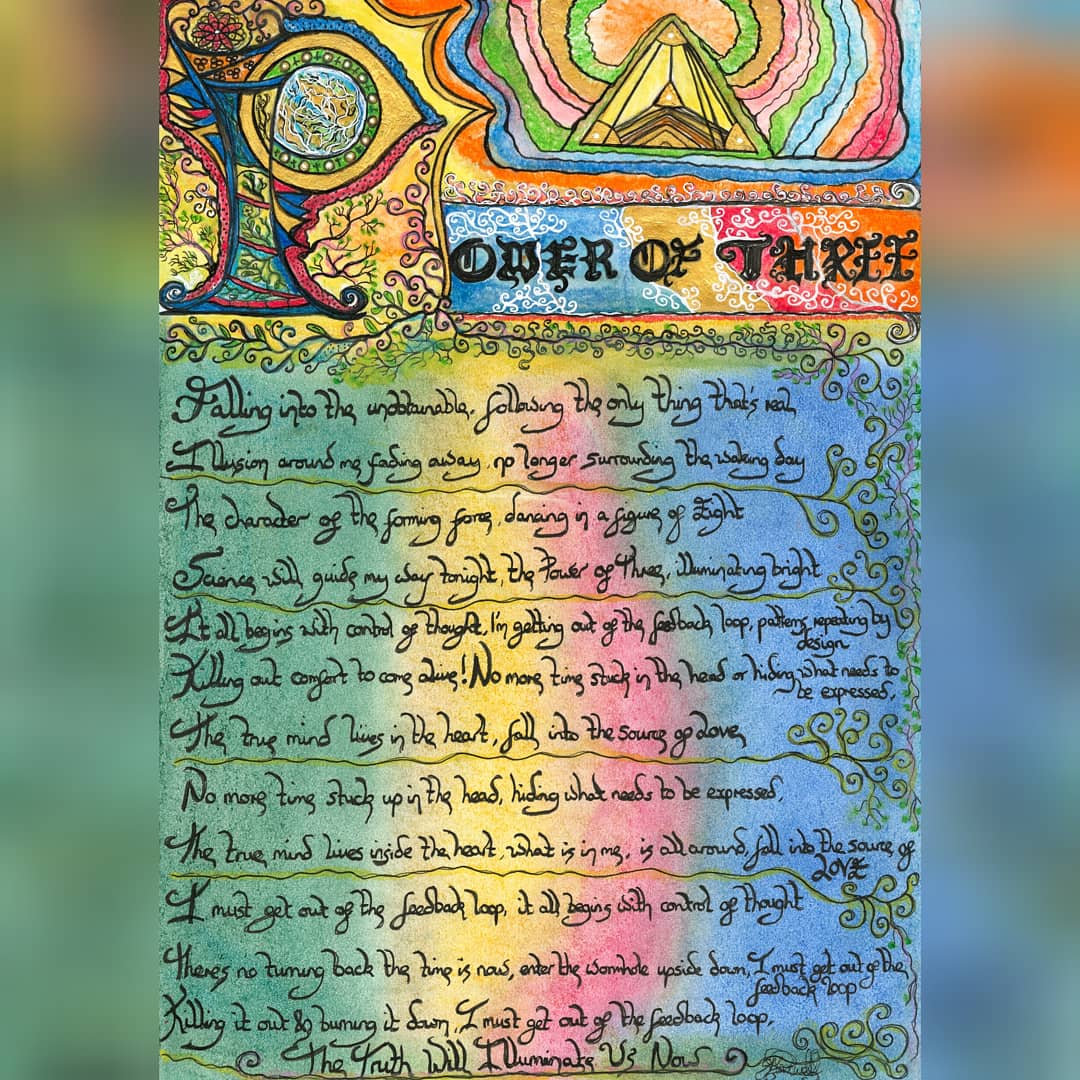 When songs become a piece of artwork! 
Here are some 'Illuminated Lyric Sheets' of our 'Power Of Three' release.
Hand drawn by Saski.

High quality A3/A4 art prints will become available to pre order on our <a href="/Bandcamp/">bandcamp</a> page soon.