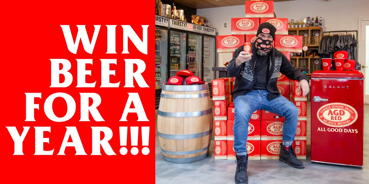 BigRockBrewery's tweet photo. Don't miss out on your chance to 💥WIN BEER FOR A YEAR💥 and a mini fridge to keep it cold. ❄️🍻
Click link https://t.co/AcJ6bjcVBz for your chance to win!
Contest closes January 15th, 2021.
#beerforayear #contest #AGDRED #redlager #AllGoodDays https://t.co/b9xW7MzDtN