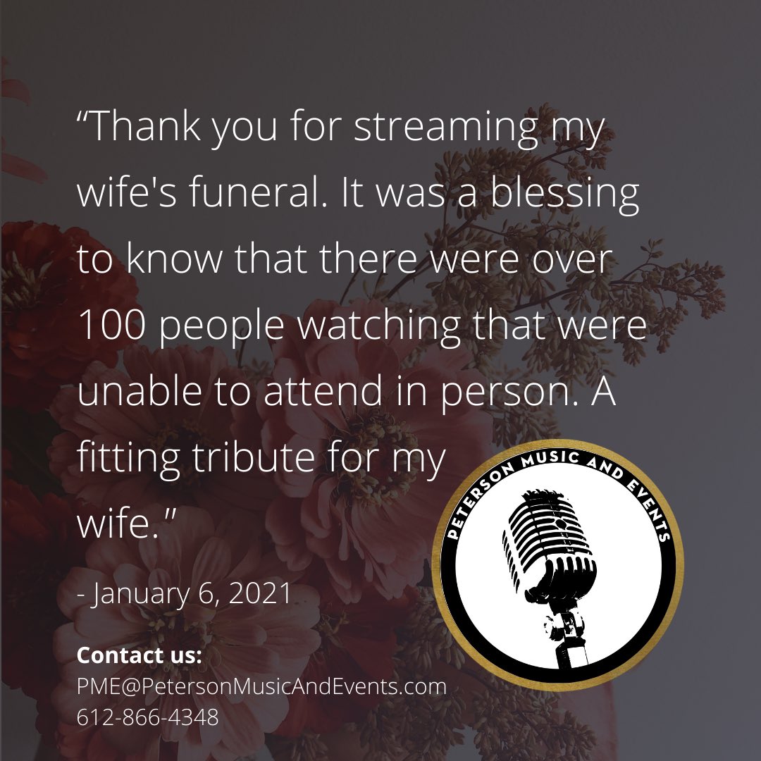 PetersonMusic_'s tweet photo. To learn more about our live streaming services, contact PME@PetersonMusicAndEvents.com or call (612) 866-4348. https://t.co/rWx0eID5b1