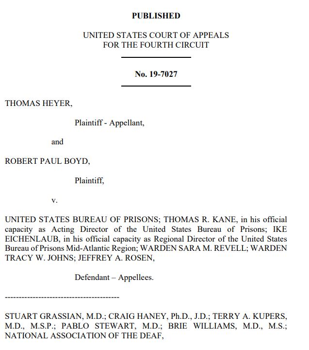 BradKutner's tweet image. The #FourthCircuit just sided with a #deaf federal inmate who was denied access to a videophone after the lower court &quot;clearly erred&quot; by not taking into account his impairment compared to his detainment

I&apos;m busy but @CourthouseNews might have coverage in a bit. #appellatetwitter
