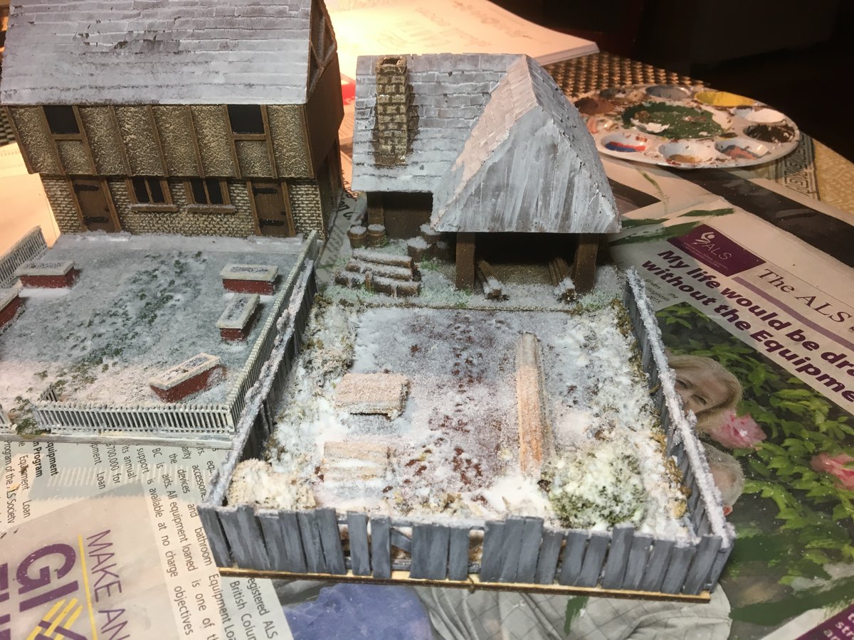 1st photo, I bought these from Scenic Route Models painted white and added SSN. It's a back yard for an existing house. 2nd photo scratch built fence using coffee stir stick and matchsticks, again added SSF.