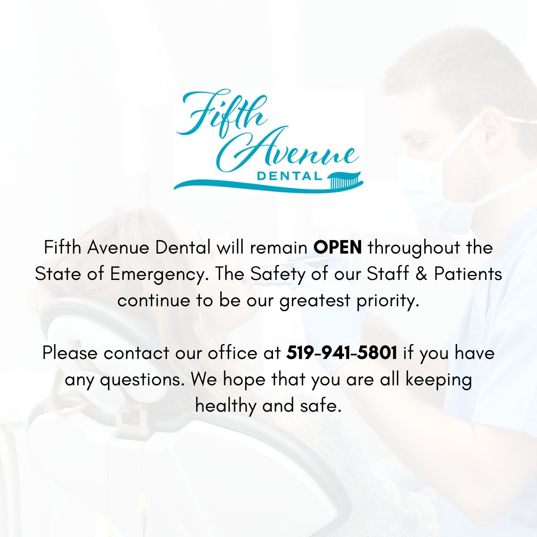 An important update from the team at Fifth Avenue Family Dental Centre