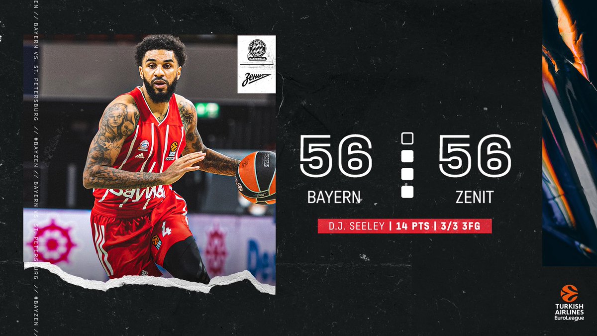 FCBBasketball's tweet photo. Q3 | 56-56 | #BAYZEN

📊 Seeley 14 PTS (3/3 3FG); Baldwin 13 PTS, 3 STL, 3 REB, 3 AST; Reynolds 11 PTS &amp; 5 REB 

#FCBB #EuroLeague #AudiDome https://t.co/0yVE2udm8U