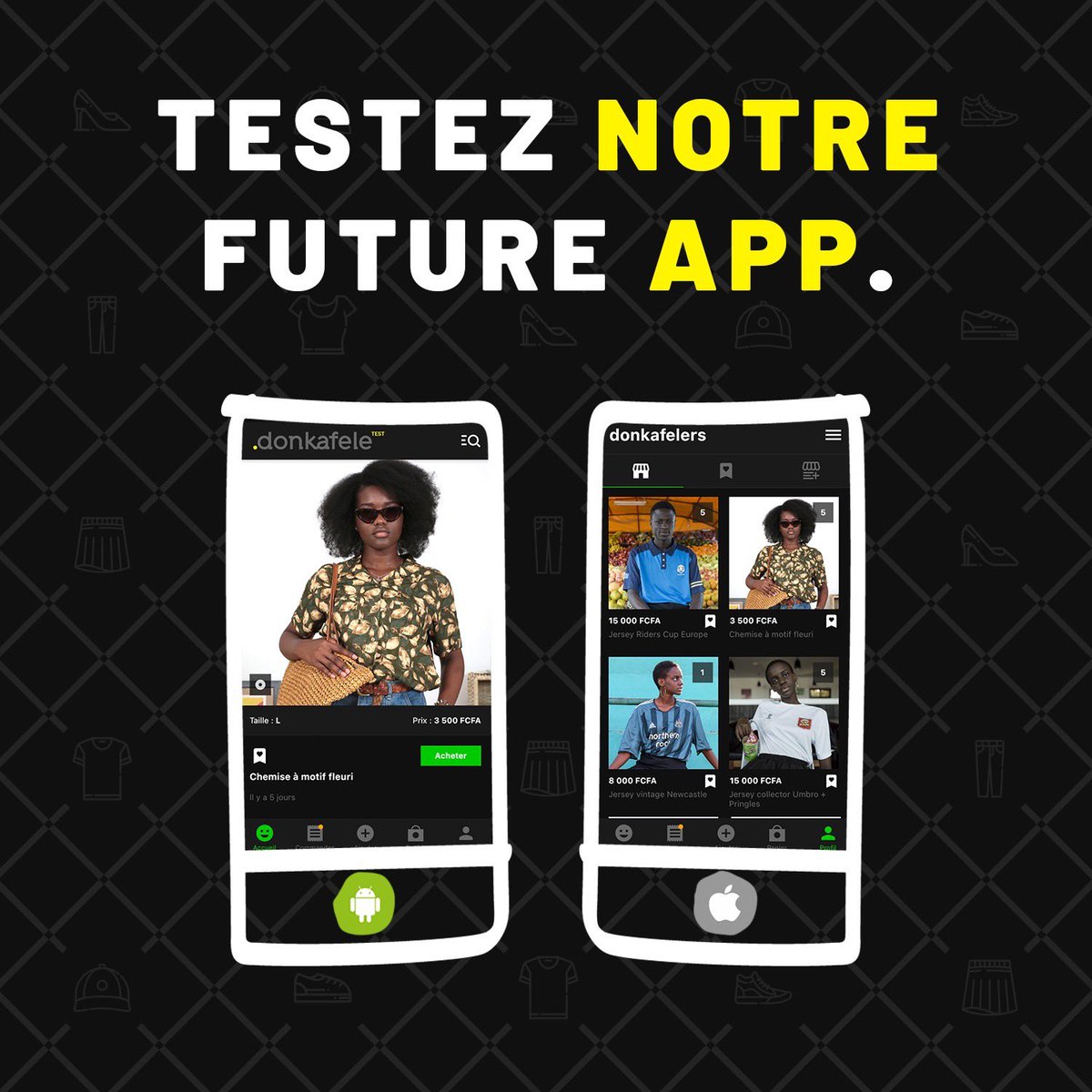 donkafele's tweet photo. Nous sommes heureux de vous annoncer l’arrivée prochaine de notre application DKFL 💚 Participez à la construction de cette nouvelle plateforme de vente et d’achat en testant la version actuelle de notre app !
Consultez le mini site pour plus d’info : https://t.co/cfBWCUBxmd https://t.co/uzFJoc0HQ1