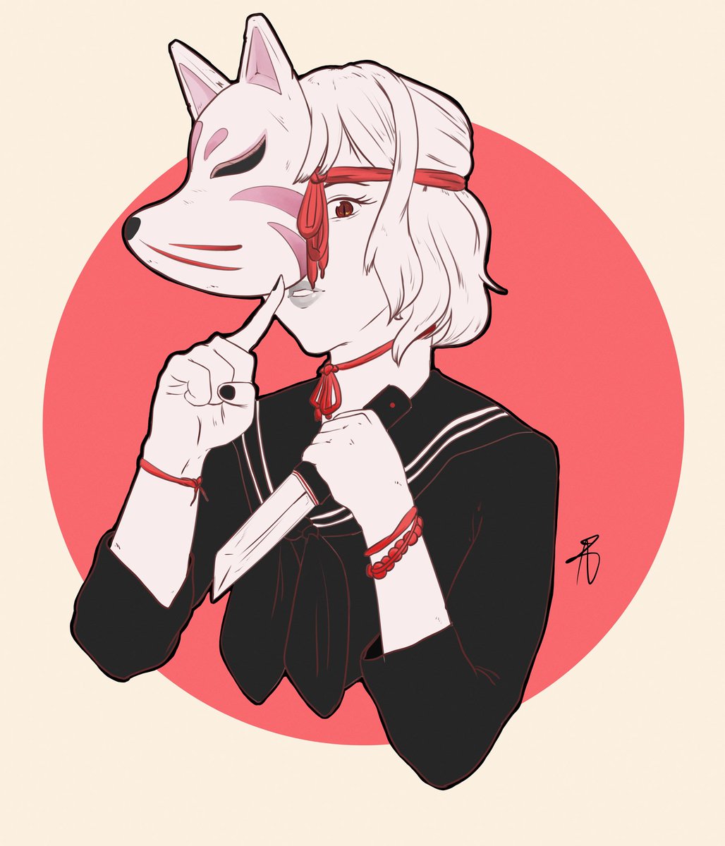 sushiboyangel's tweet image. I did a DTIYS challenge and here’s mine! 
@mako_vice 
#makovicedtiys #makovice #drawthisinyourstyle #dtiys #digitalart #kitsune #knife