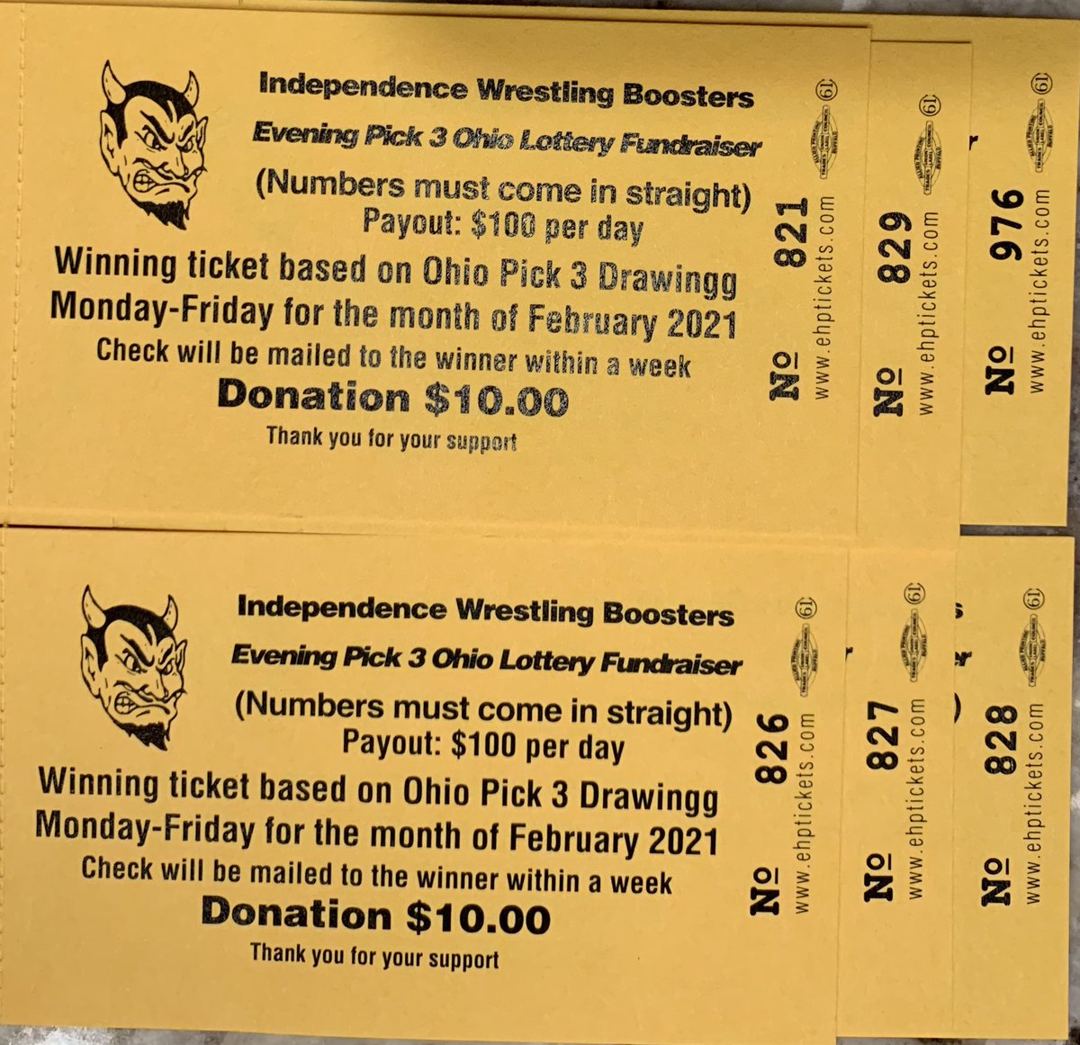 No luck with Powerball or Mega-millions? Try your luck with the Indy Wrestling Boosters lottery raffle. Winners based on the Ohio lotto pick 3 on Monday-Friday evening throughout February. $10 a ticket, Venmo accepted. I have 6 numbers left. https://t.co/QME8iYNt3l