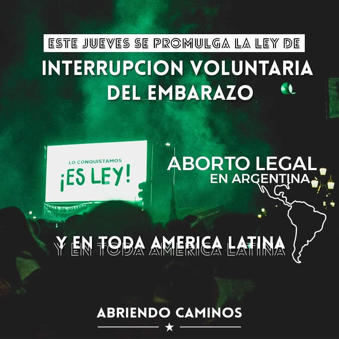 //Desde este Jueves el Aborto es definitivamente legal en todo el territorio argentino 🔥//

Toda nuestra fuerza y apoyo a les compeñeres chilenes, SERA LEY en toda América Latina!

👉m.facebook.com/story.php?stor…

#AbortoLegalYa