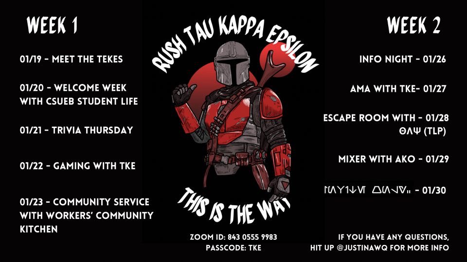 csuebtke's tweet photo. Rush Tau Kappa Epsilon 🔺 This is the way
⁣⁣⁣⁣
If you have questions or just want more information DM @NojumperJustin . I have spoken.⁣⁣⁣⁣
⁣⁣⁣
#IAMTEKE ⁣⁣⁣⁣ #TKE #csueb #calstateeastbay https://t.co/5d92bxa130