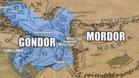 Elendil arrived in the north where he founded the Kingdom of Arnor, and his sons Isildur and Anarion arrived in the south founding the Kingdom of Gondor.