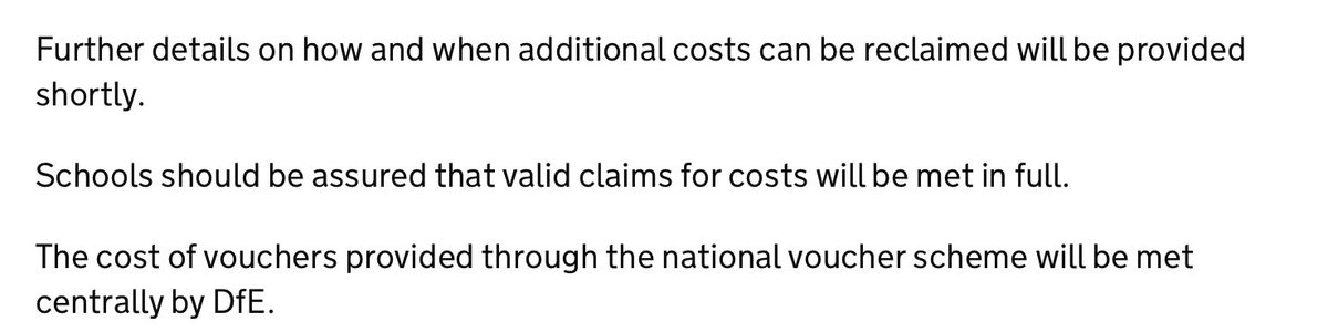 And yet, the solution is simple @educationgovuk need to confirm the reimbursement guidance ASAPThey need to keep it simple, £15 per child, irrespective of the schools surplus, with no limit over which they won’t payJust promise schools the money without conditions