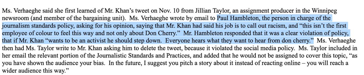 Ahmar Khan, the former  @CBCManitoba journalist reprimanded for tweeting criticism regarding Don Cherry's racist rant, and terminated after contacting  @CANADALAND, has won his arbitration dispute.The details are, in a word, explosive.