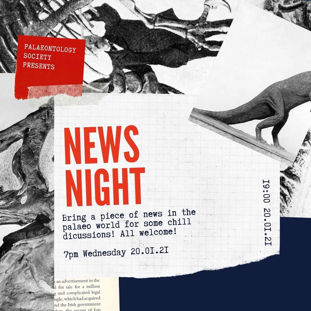 Our first event of the semester will be a palaeo news night! We will be catching up on palaeo related news and articles from over the holidays in a relaxed informal discussion.

Be sure to join us next Wednesday at 7pm🦕🦖