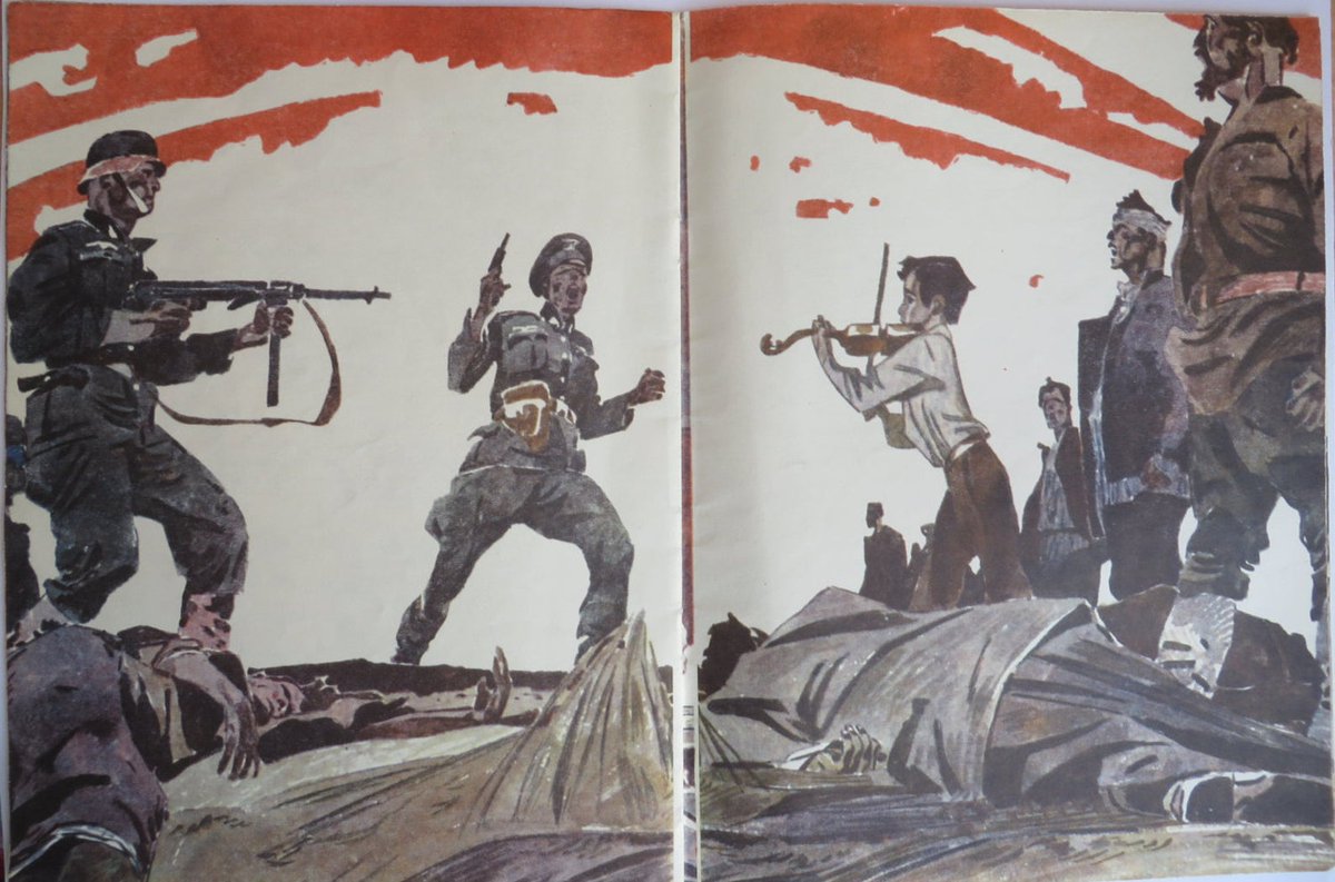 (tw Holocaust, d*ath) Abram "Musya" Pinkenson, a Young Pioneer who was martyred by the Nazis with his family. He became famous for playing "The Internationale" on his violin right before his death in defiance of the Nazis and his story inspired books and an animation.