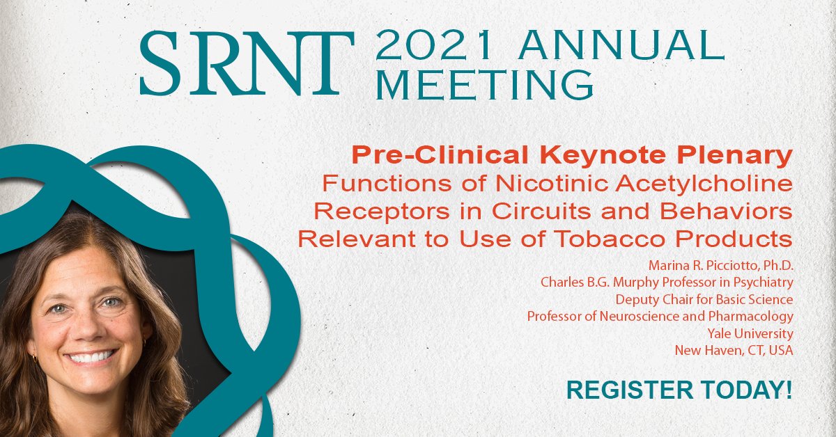 srntorg's tweet photo. Register today at https://t.co/mRhY8D3cXR so you don't miss the Pre-Clinical Plenary by Langley Award Winner Picciotto at #SRNT2021 @srntorg @o_srnt @SRNT_Europe @TreatmentSRNT @BasicSRNT @MarinaP63 https://t.co/3zlLjm7ov0