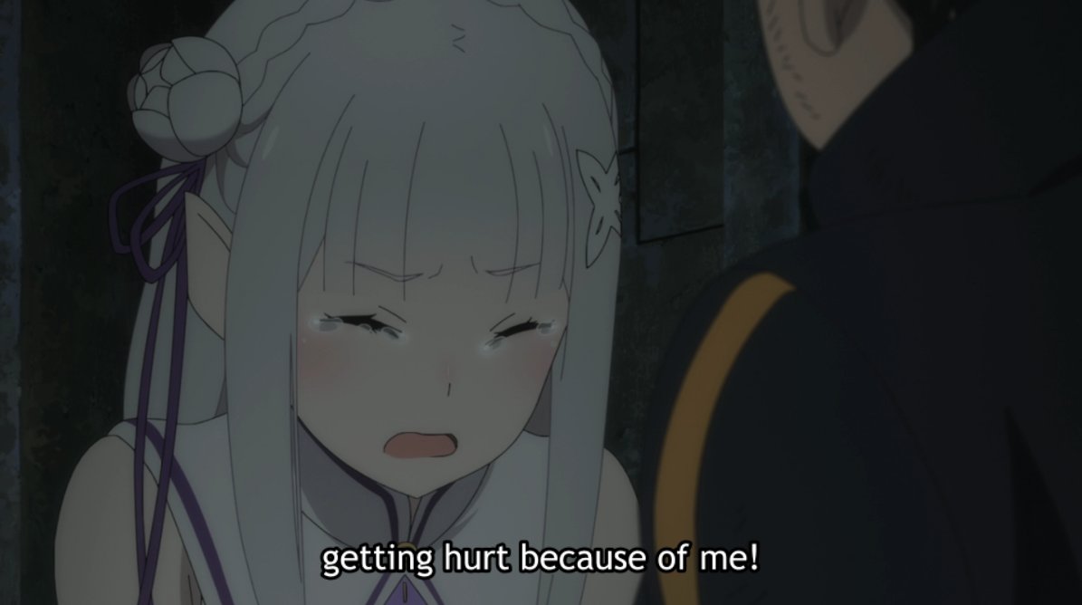 To Emilia, Subaru's genuine love for her feels like his suffocating idealization of Arc 3, as she refuses to believe him and take his words at face value. "Don't talk like I'm just some doll!" especially cuts deep.