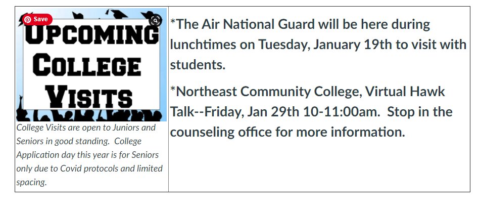 StarsCounseling's tweet photo. Upcoming College and Military Visits (in-person and Virtual.  Looking for a school not yet posted?  Stop in the counseling office and put your name on the college list.  We will contact you when they schedule a time. https://t.co/FTXhge3YzH