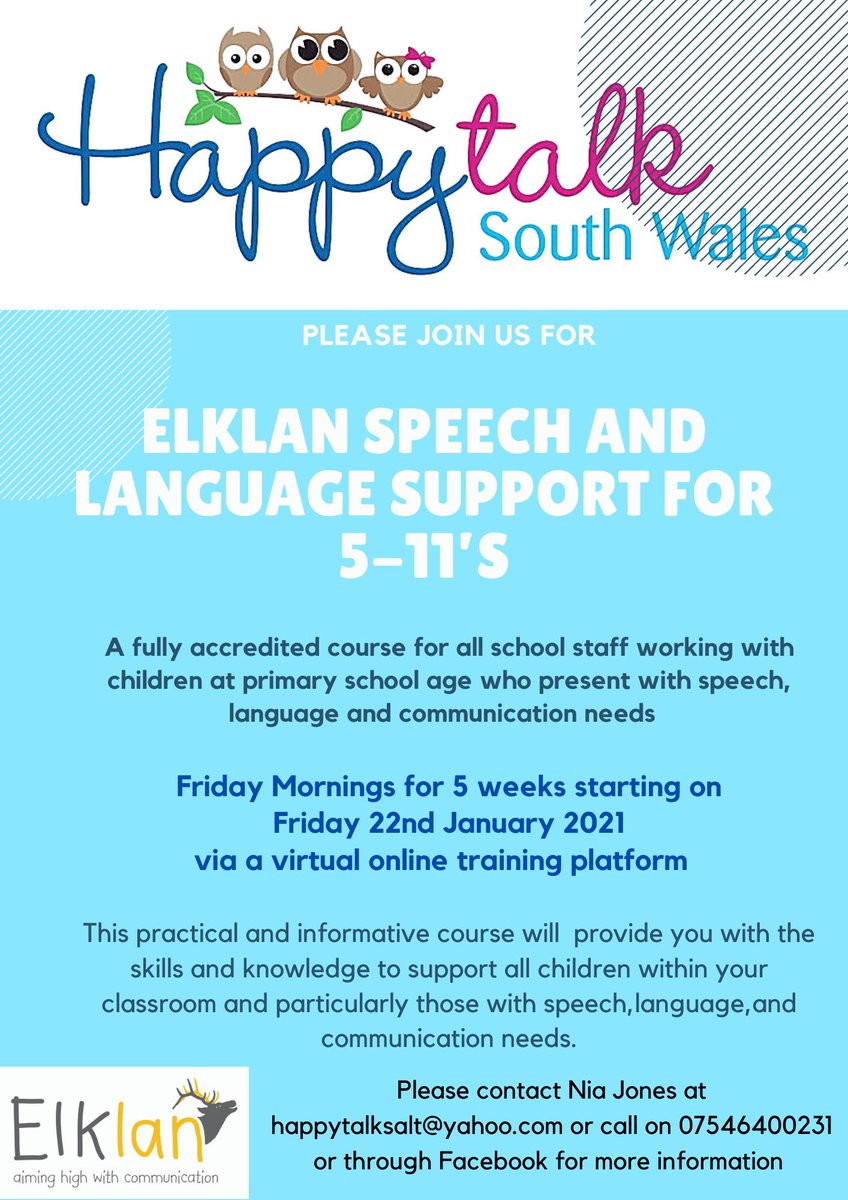 HappyTalkSALT's tweet photo. This is wonderful course for teachers and teaching staff working in Primary schools. If you would like to learn and develop strategies to support children in your classroom who present with speech, language and communication needs, please get in touch. Nia x https://t.co/eNWVqDSIHR