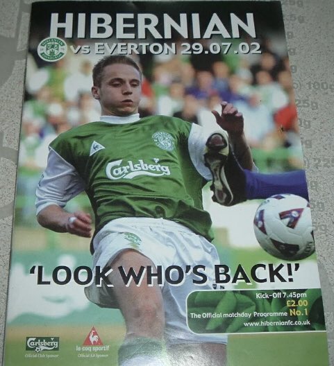 #206 Hibernian 2-2 EFC - Jul 29, 2002. The final match of EFCs Scottish tour saw them travel to Easter Road, for a 2-2 draw with Hibernian. Wayne Rooney (still aged 16) scored his 8th goal of pre-season whilst David Unsworth scored too. Richard Wright made his EFC debut in goal.