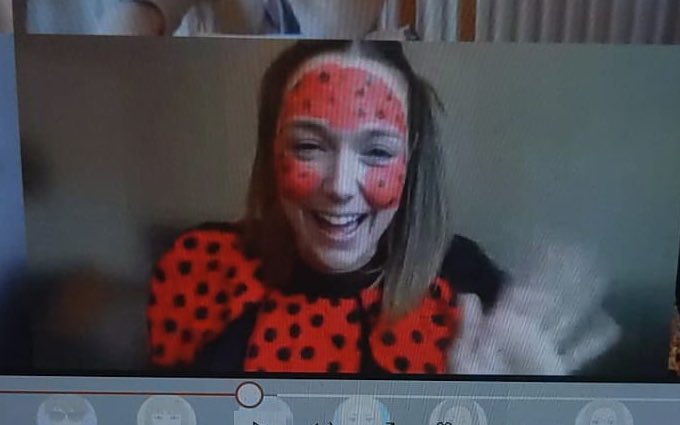 GPSMrsTreacy's tweet photo. Today in our live English lesson we had a special guest! The Ladybird from our story joined us to answer questions from the children so we could gather facts for our news report later this week. We loved it! #GreystokeEnglish #GreystokeRocks #homelearning #year1 https://t.co/iADa1KmwWc