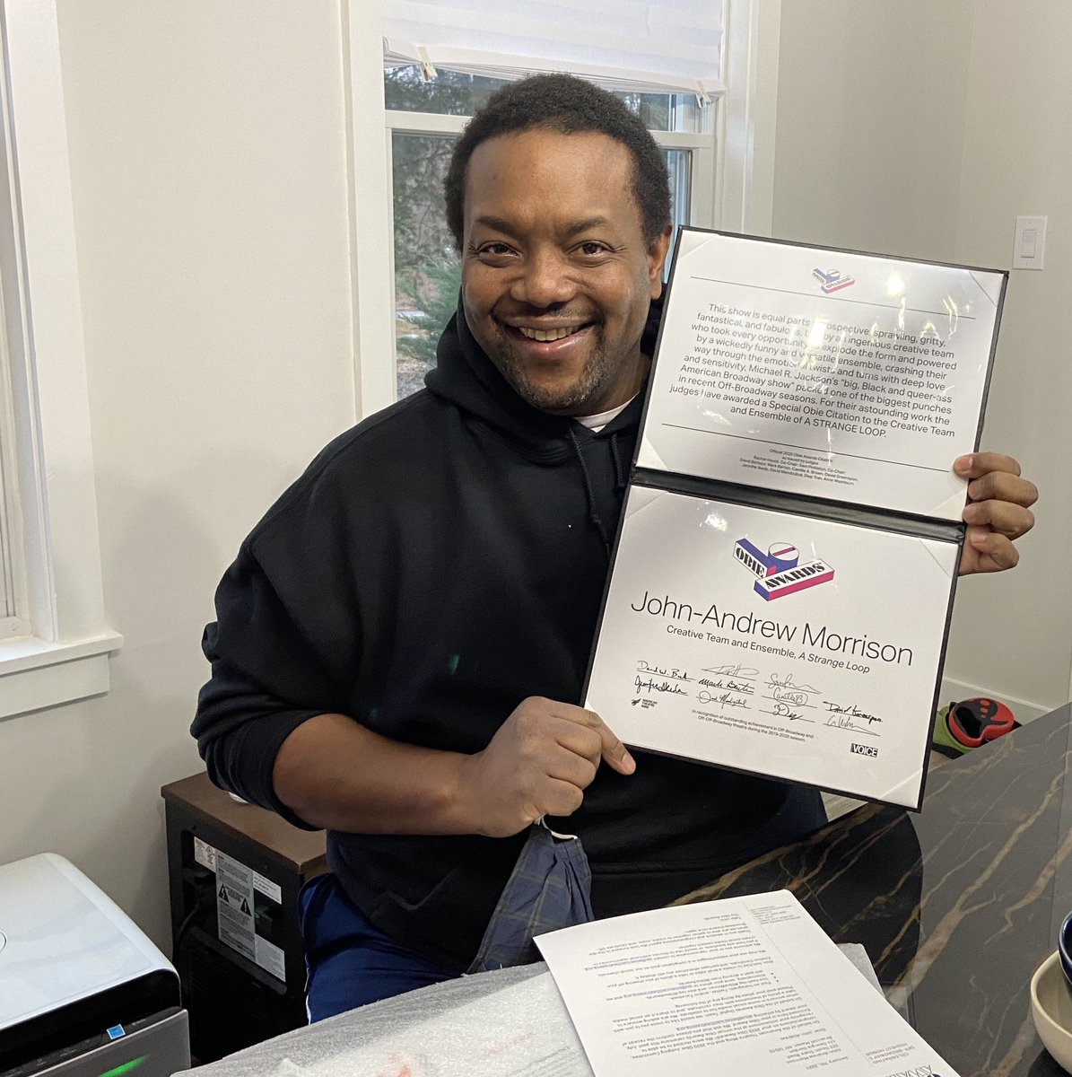 Oh you know. Thanks <a href="/obieawards/">Obie Awards</a>. Glad to be an #obiewinner. This is very cool. Grateful for A Strange Loop. It has changed my world.