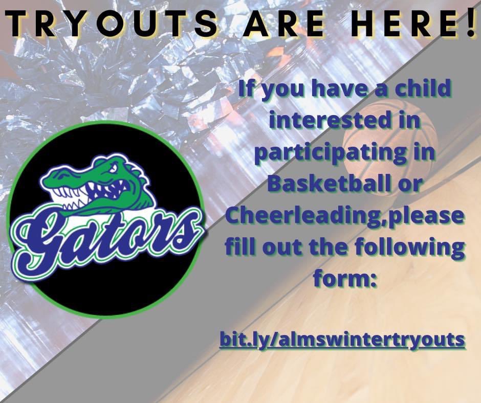 Please fill out the form below if you have students interested in trying out for basketball or cheerleading. 

bit.ly/almswintertryo…
