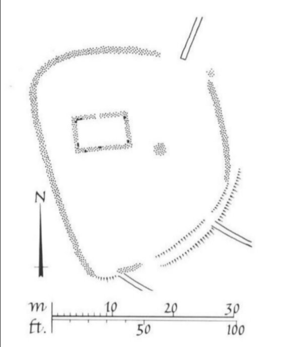 The chapel is about 8x4m, with drystone walls 1m thick. The enclosure is 36x28m. The camera struggles to pick the detail out amidst the bracken, but the site has an impressive situation with views across Loch Fyne. There're a dozen other early med. sites like this across Cowal.