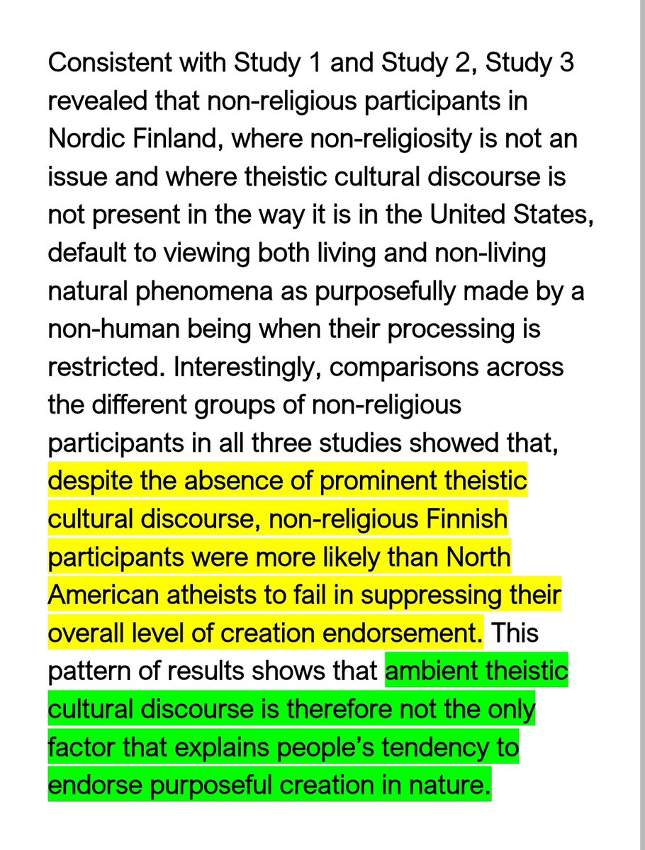 In the research "Intuitive Beliefs About Nature as Purposefully Created Among Different Groups of Non-Religious Adults" it is shown how even atheists subconsciously assume natural objects to be designed.Three study groups were tested here. These results are very interesting