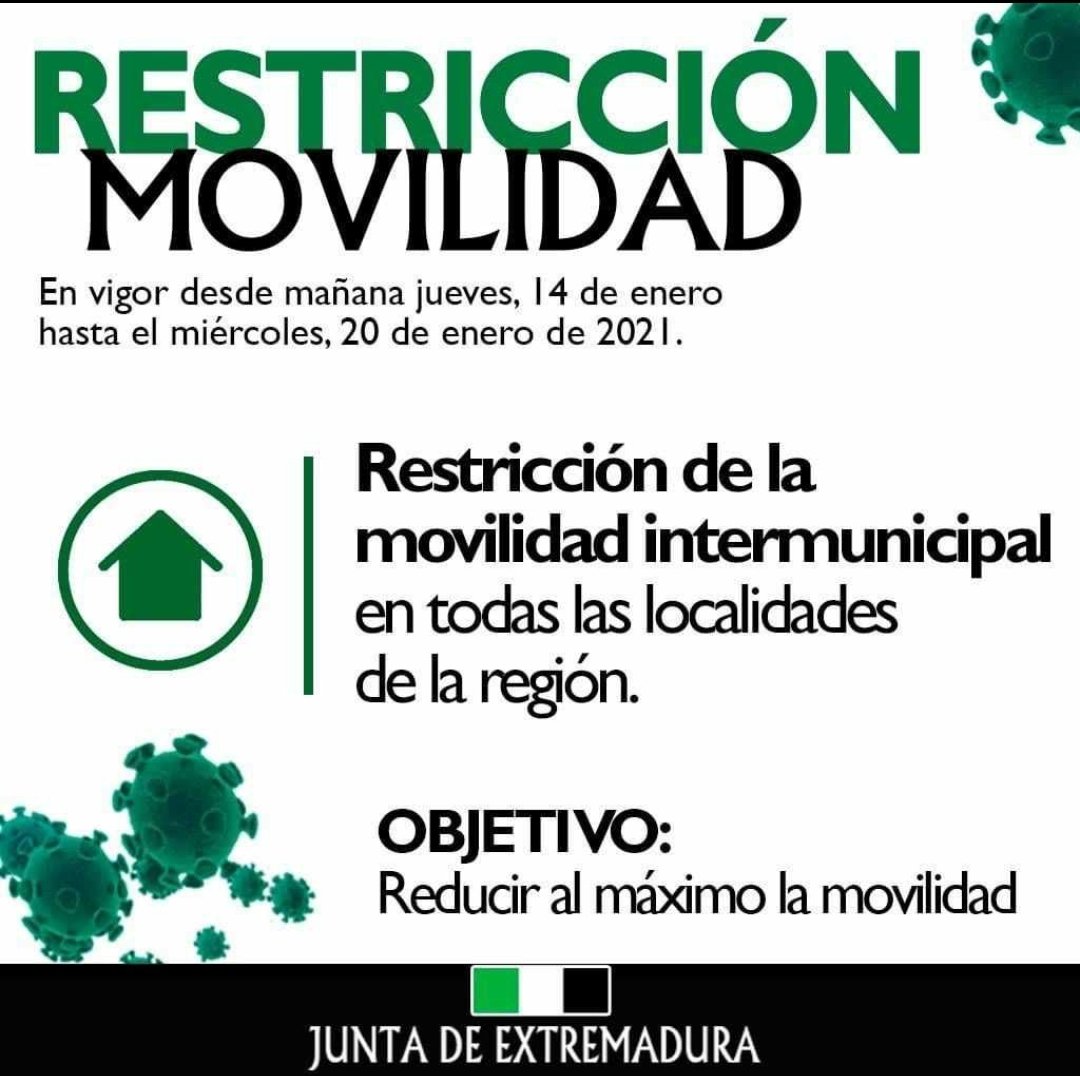 Me duele Extremadura. 💚🤍🖤
Me duelen mis vecinos. 
Extremadura registra 1381 casos positivos y 17 fallecidos, 446 personas ingresadas, de ellos 45 en UCI. Además desde hoy tenemos las medidas más duras tomadas hasta ahora después del confinamiento de marzo.
Ciudaros
