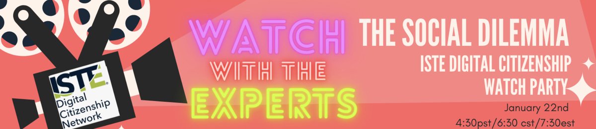 LucyKirchh's tweet photo. Hey @digcitPLN members! We will be having a very special PD watch party with The Social Dilemma on 1/22 4:30pm PST/7:30 EST. You can register by going to the @ISTE Connect DigCit Board by logging into your @ISTE account. More info at https://t.co/ekDv39qvJT #digcitpln #digcit https://t.co/NjQKq1V8zx