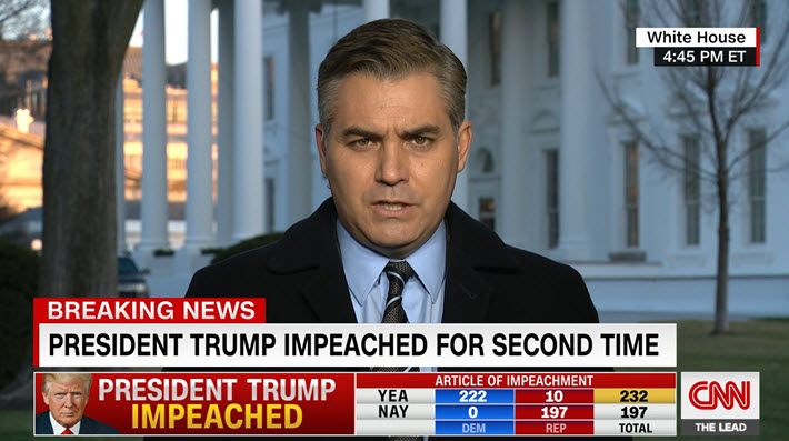 Porter_Anderson's tweet photo. Media: @Acosta to @jaketapper: "A #Trump adviser tells me, 'In the end, it all came crashing down because #DonaldTrump could never tell the truth. He will be the cautionary tale that parents tell their kids: Don't end up like #Trump because of your lies.'" #ImpeachmentDay https://t.co/lE7lD7yT0K
