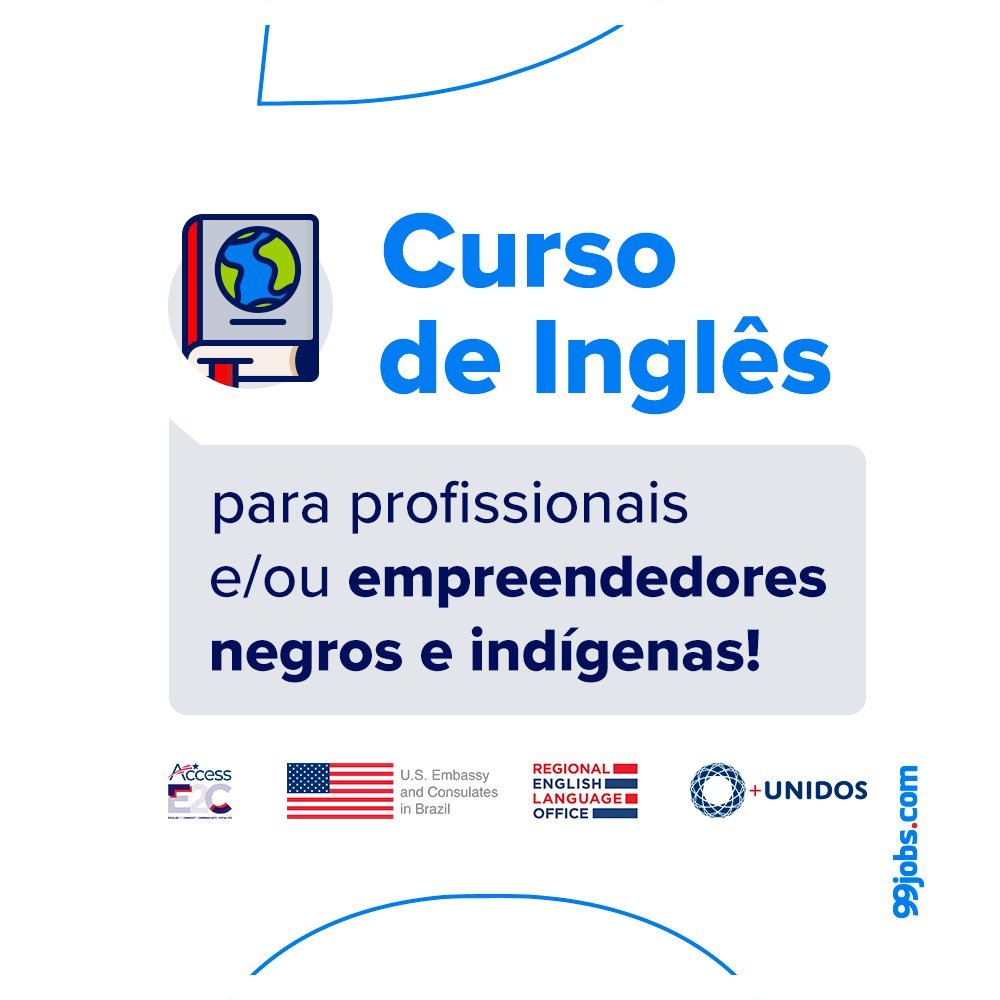 99jobs's tweet photo. “Hi, pessoal! How are you?”
Curso de inglês exclusivo para jovens negros e indígenas? Opa! Vem saber tudinho aqui no Inquietaria: https://t.co/miiNGUekuH
#99jobs #façaoquevocêama #AccessE2C #EnglishAccess #ConsuladoEUA #EmbaixadaEUA #RELOBrazil #UnidosSomosMaisFortes https://t.co/EP90blbViX
