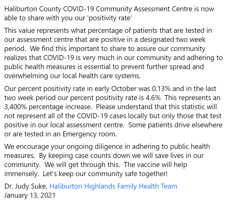 A message from the Haliburton Highlands Family Health Team (please click for full image):