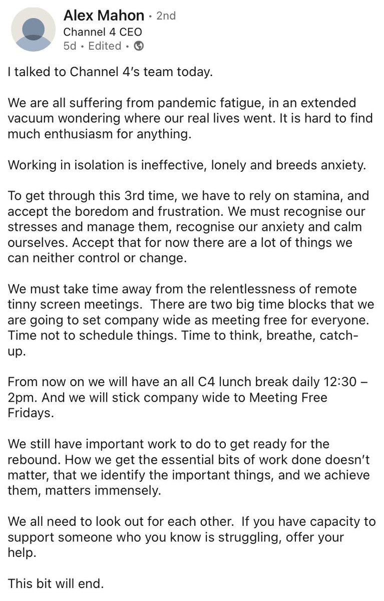 Channel 4’s Chief Exec is a tremendous leader.