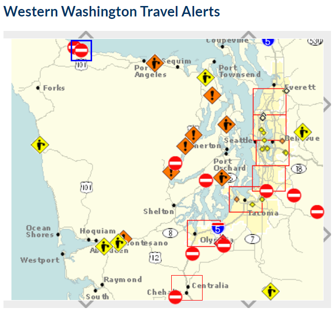 We’re still watching several state highway closures in Kitsap, Thurston, Mason and Clallam counties. Here are some of the closures our crews are still working on: (1/6)
