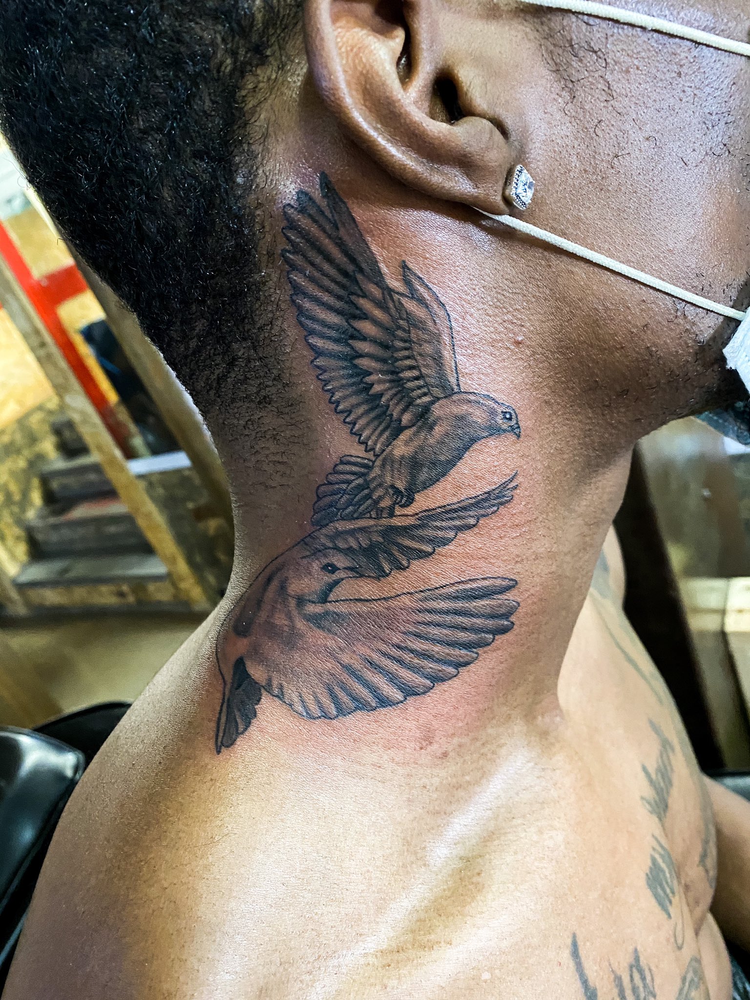 Bird Tattoos For Men Neck