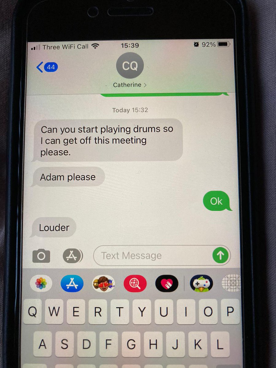 MattQuinnsMusic's tweet photo. If you ever feel bad about your lockdown motivation levels...

Today mum made her 16 y/o son play the drums obnoxiously loud so she could get out of a zoom meeting early. 

Improvise. Adapt. Overcome. https://t.co/TuyXv8Ma8L
