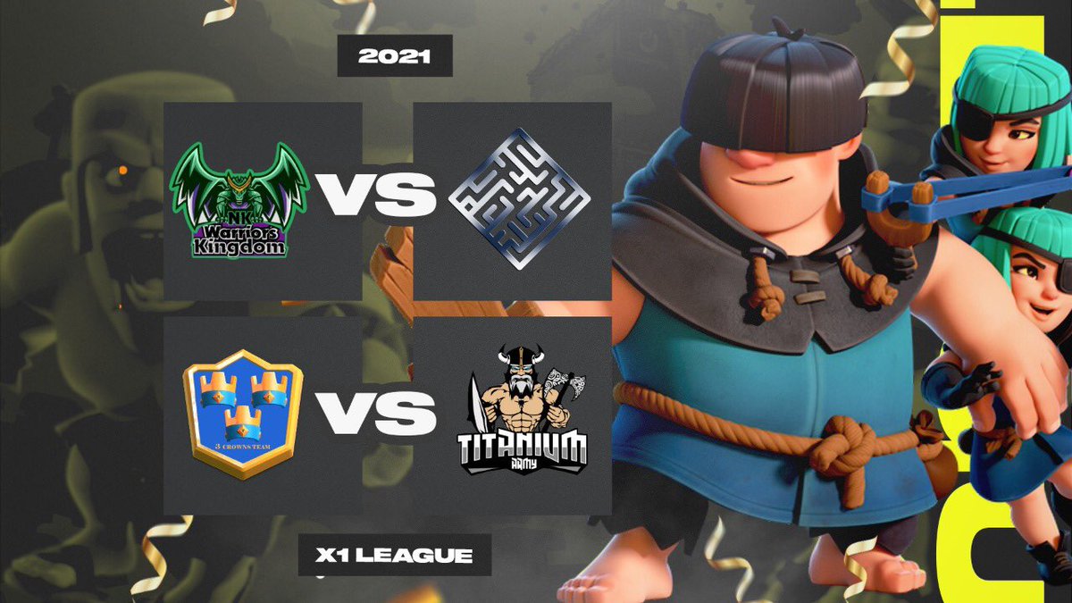 GRUPO D | JORNADA 1

🇦🇷 <a href="/CrKingdom/">meredi!</a> 🆚 @Bit64_eSports 🌎

🇨🇱 <a href="/3CrownsTeam/">3 CROWNS TEAM</a> 🆚 <a href="/TitaniumArmyGG/">⭐ Titanium Army ⭐</a> 🇨🇱

#X1League