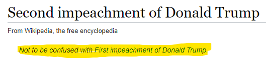 CavinWeber's tweet photo. Wikipedia already has a whole-ass article about Trump's second impeachment, but this is by far the best part... https://t.co/UR5c093wtN