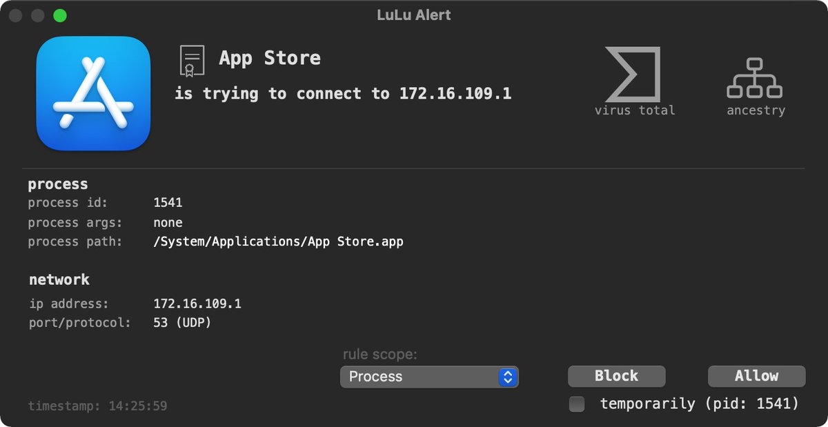 patrickwardle's tweet image. The ContentFilterExclusionList list has been removed (in macOS 11.2 beta 2)!!

This means socket filter firewalls (such as LuLu) can now comprehensively monitor &amp;amp; block all network traffic) 

Read more: patreon.com/posts/46179028