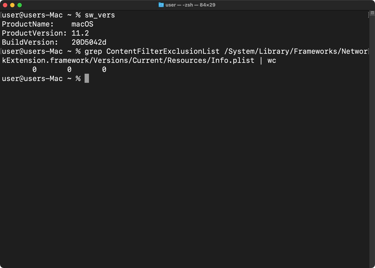 patrickwardle's tweet image. The ContentFilterExclusionList list has been removed (in macOS 11.2 beta 2)!!

This means socket filter firewalls (such as LuLu) can now comprehensively monitor &amp;amp; block all network traffic) 

Read more: patreon.com/posts/46179028