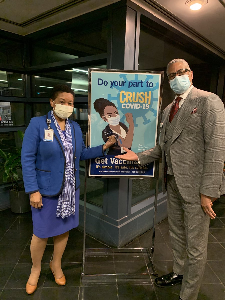 One of my partners in care! We both got our 2nd doses. Get the shot. Ena Williams, CNO, Yale New Haven Hospital.